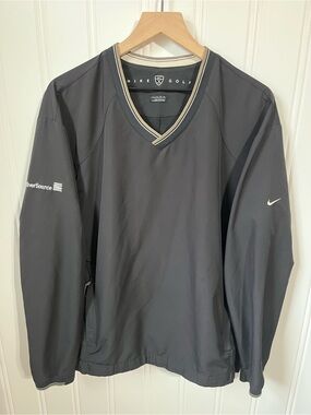NIKE GOLF V-Neck Pullover Windbreaker Jacket Zippered Side Pockets Mens L